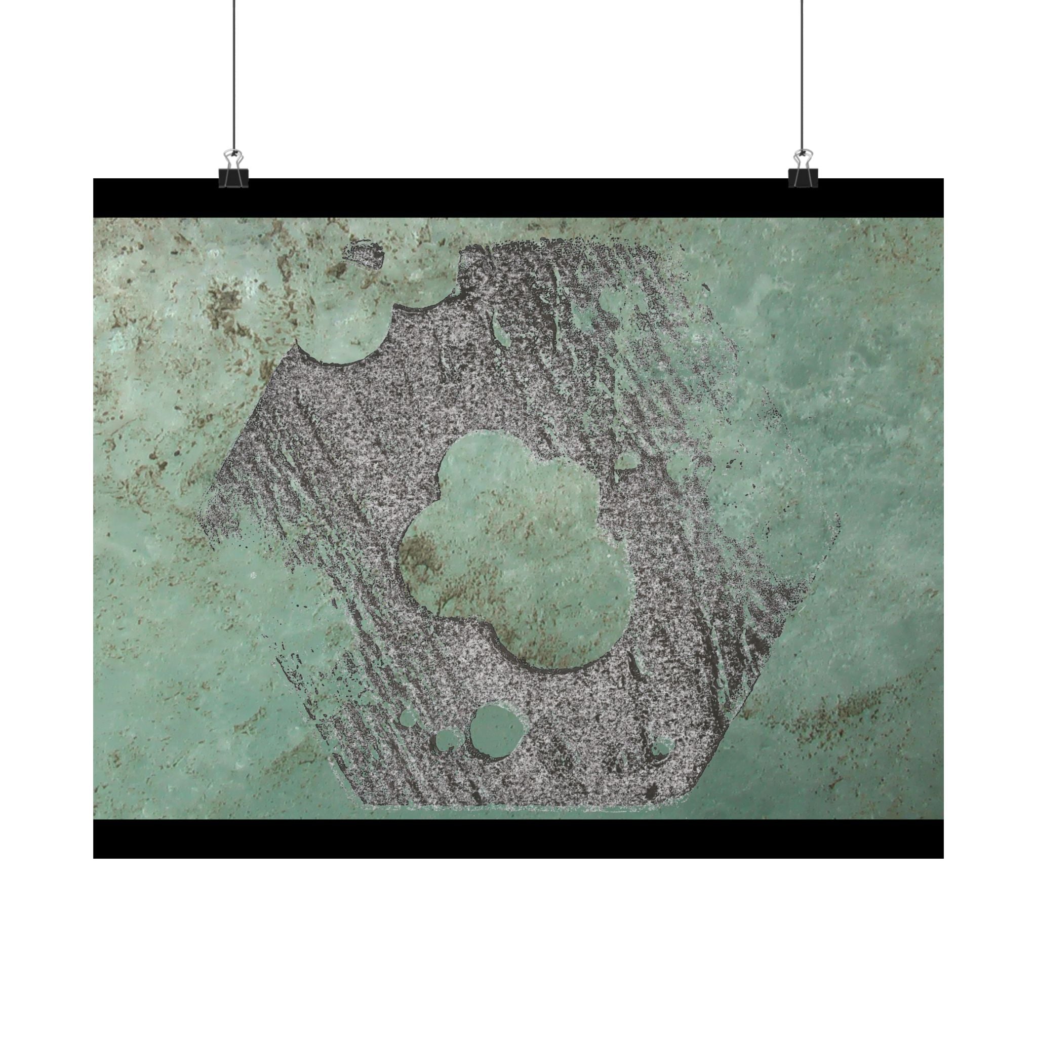 Abstracte poster met groene patina-textuur | Matte horizontale poster 