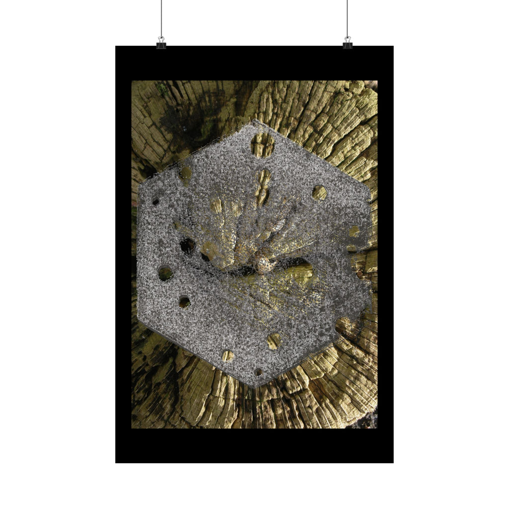 Gold Leaf Abstract Art Matte Poster | Metallic Hexagon Wall Art