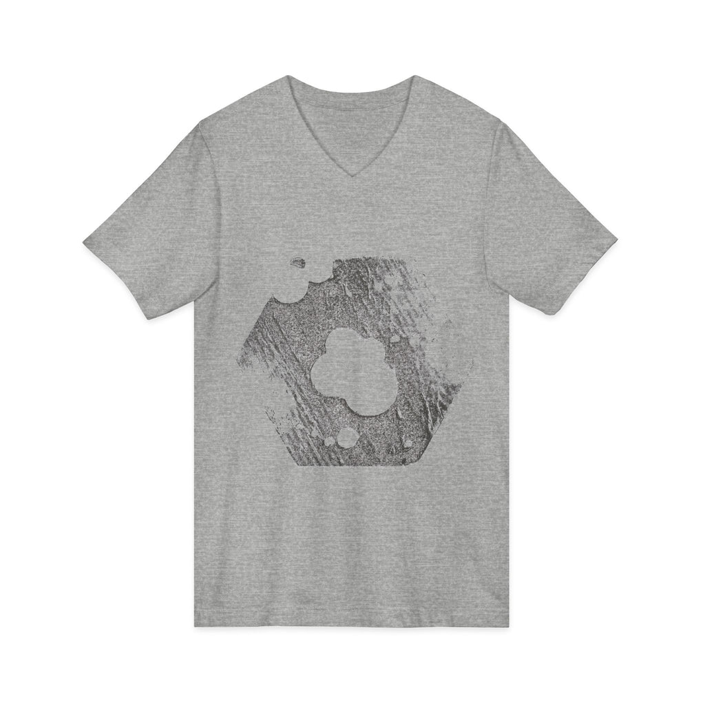 Hex Moon Graphic Tee Design Hex07 — Distressed Space Cheese Vintage Astronomy V-Neck T-Shirt