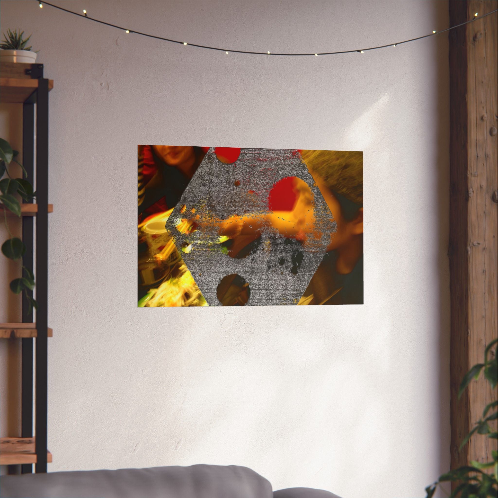 Abstracte Hex Overlay Matte Poster — Moderne Kunst Muurprint 