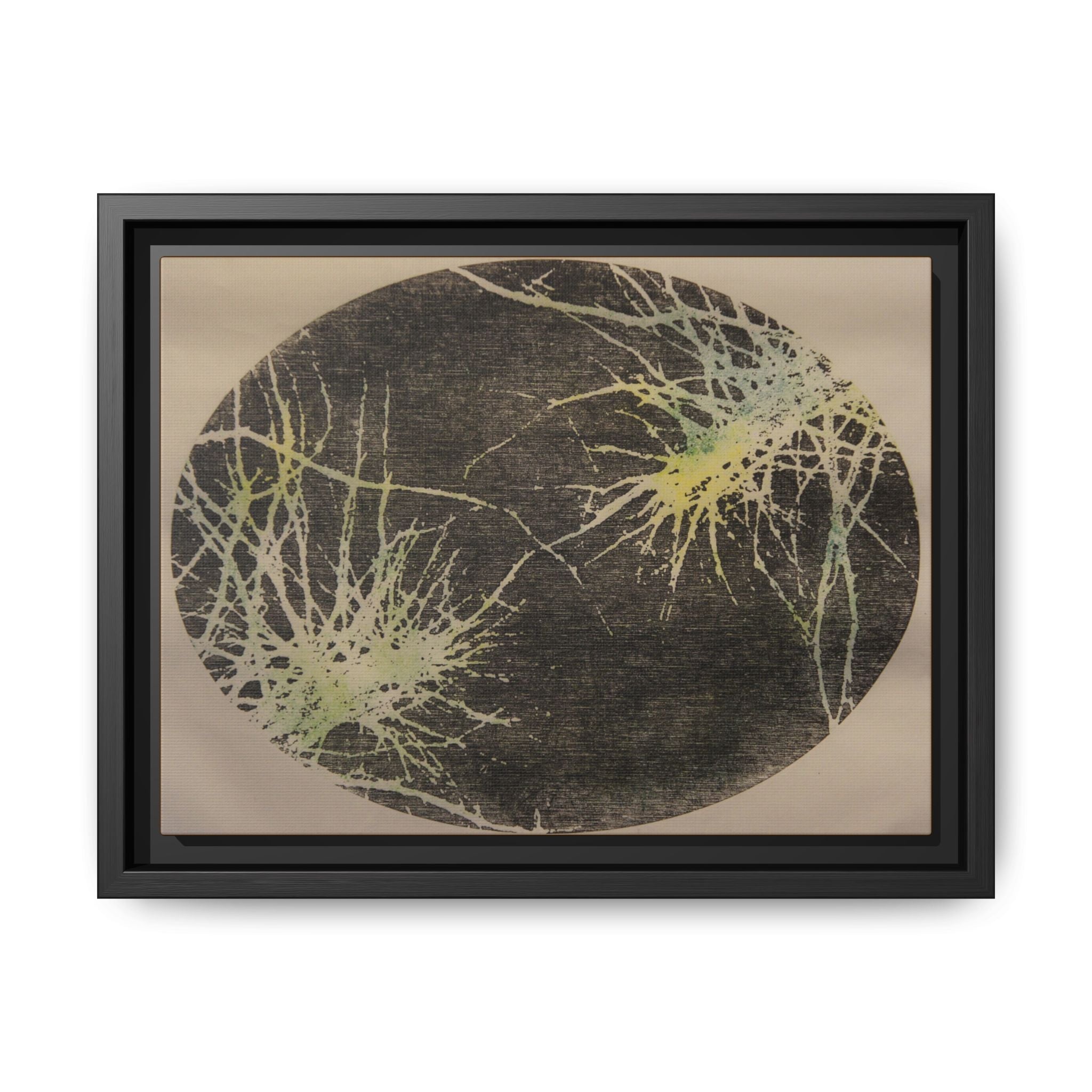 Framed Matte Canvas Art, no 22 — Twin Tree Wood-Carving Reproduction (Black, Casual Gold & Pale Oyster)