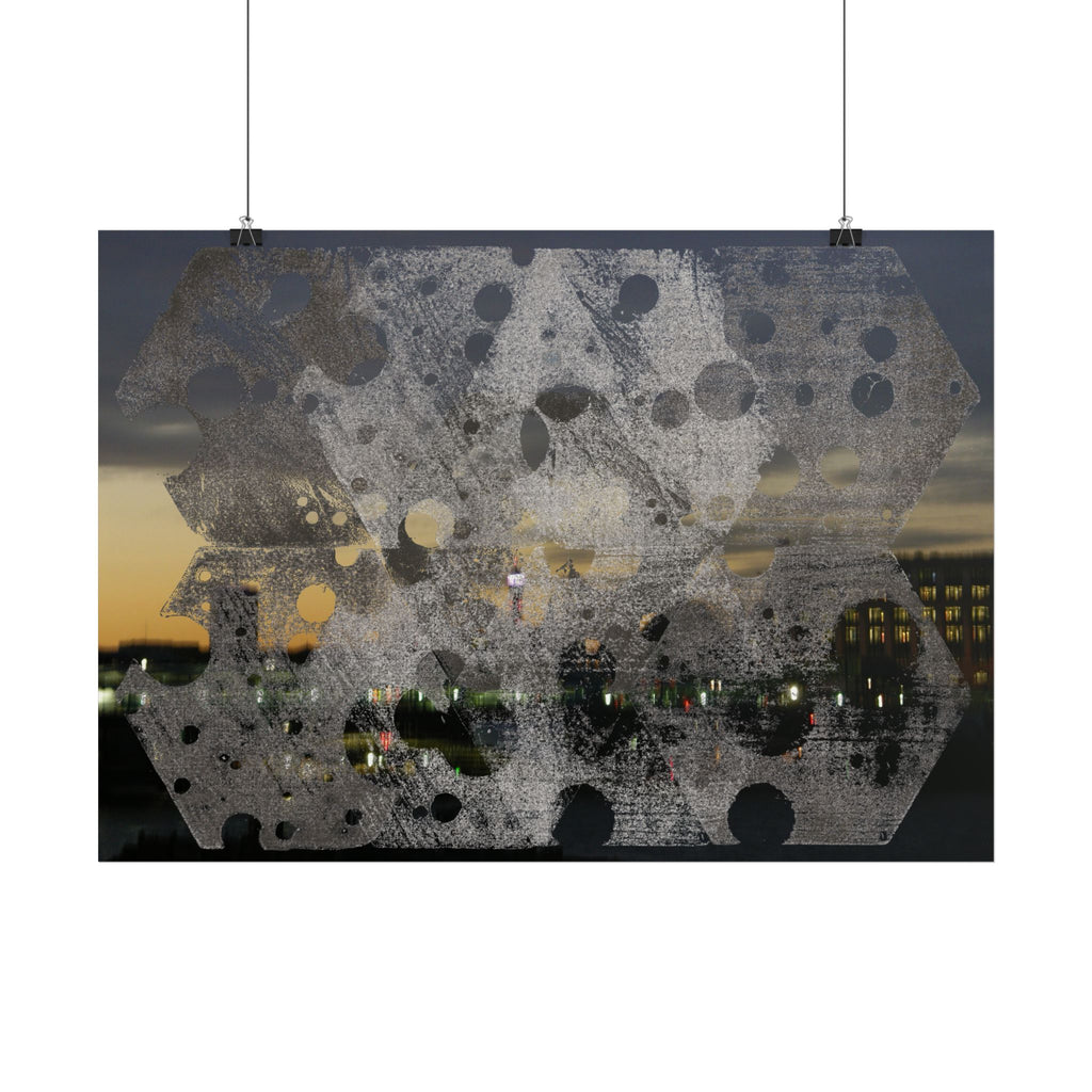 Abstract Urban Nightscape Poster — Horizontal Art Print