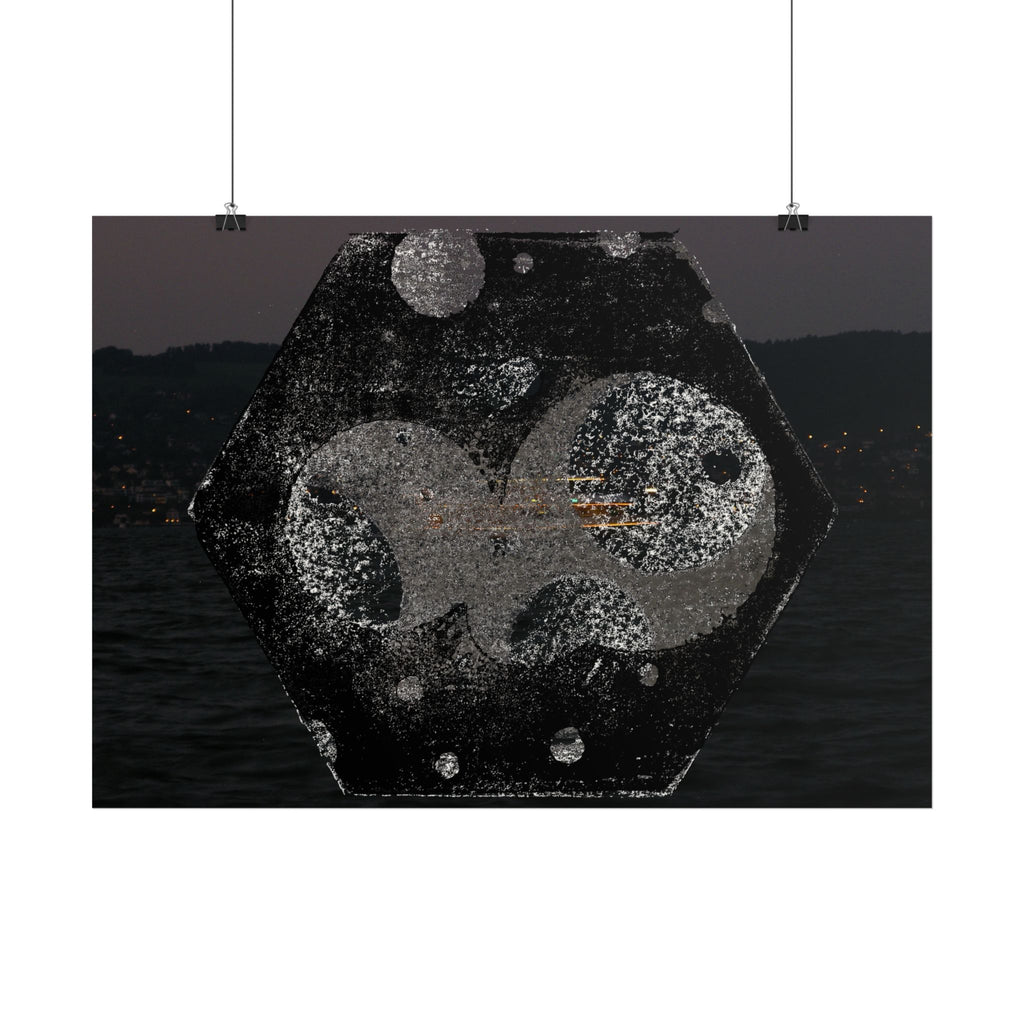 Horizontal Poster — Abstract Cosmic Hexagon Nightscape