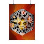 Abstracte zeshoekige bloemenposter — verticale kunstprint