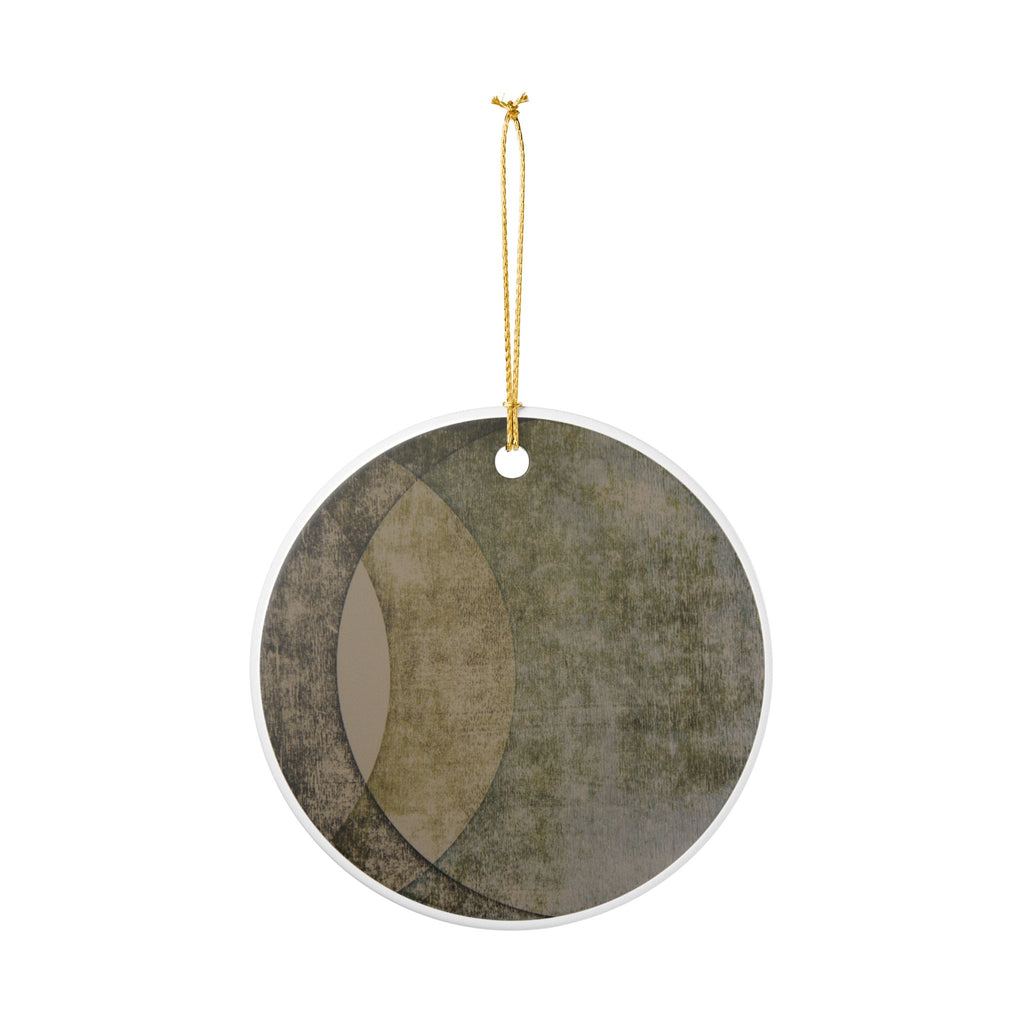 Abstract Earth-Tone Ceramic Ornament — Minimalist Moon Phase Wall & Tree Decoration