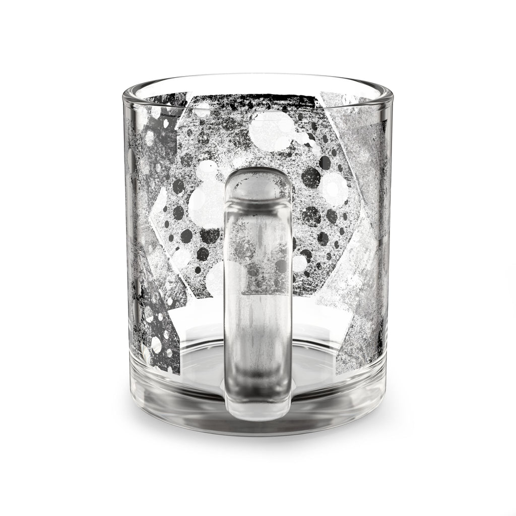 Abstract Black & White Glass Mug – 10oz Modern Ink Splash Design