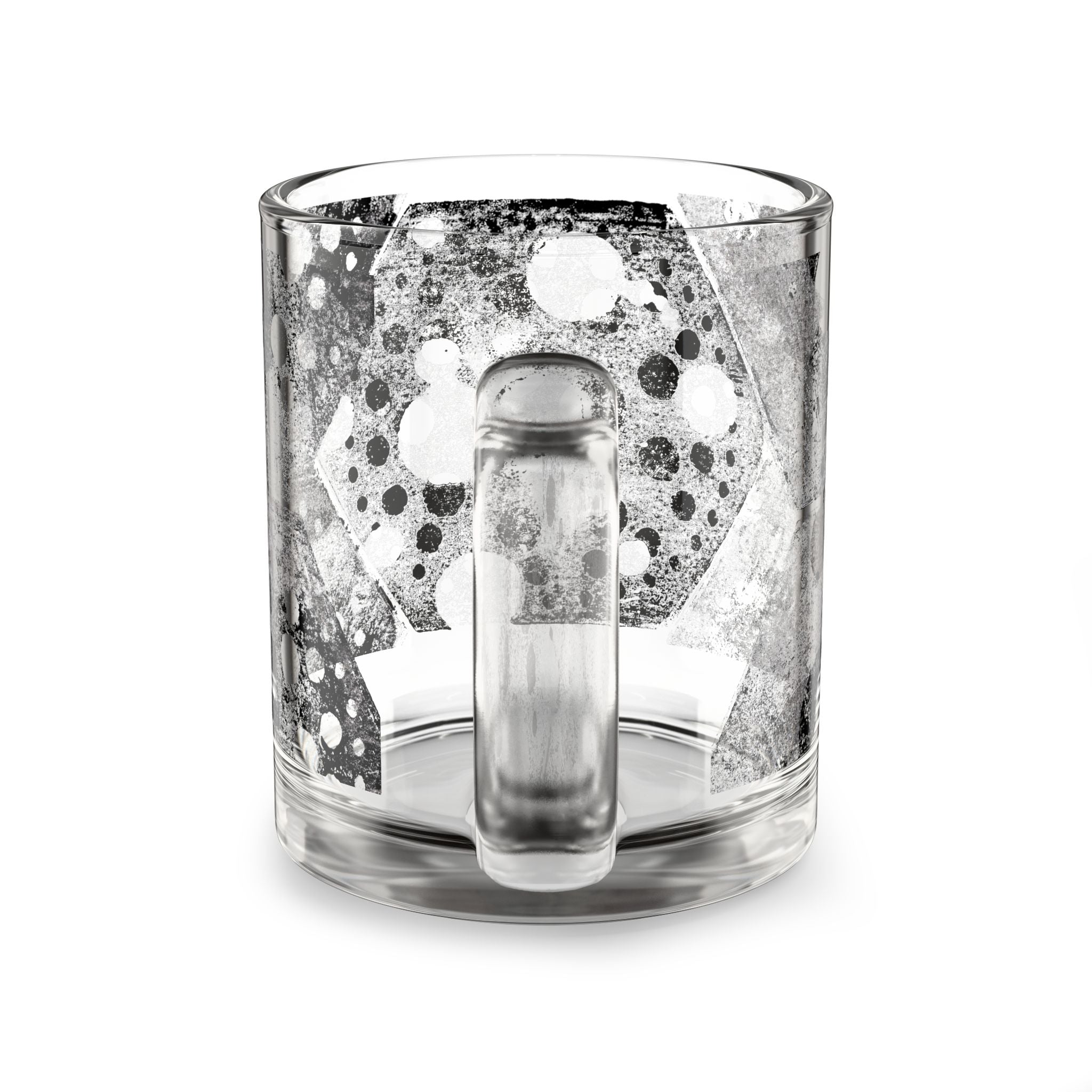 Abstracte zwart-witte glazen mok – 280 ml (10 oz) Modern inktspatdesign