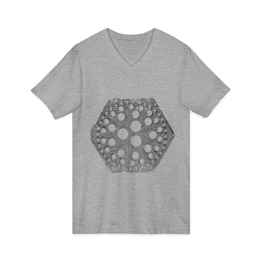 Hex Moon Graphic Tee Design Hex03 — Distressed Space Cheese Vintage Astronomy V-Neck T-Shirt