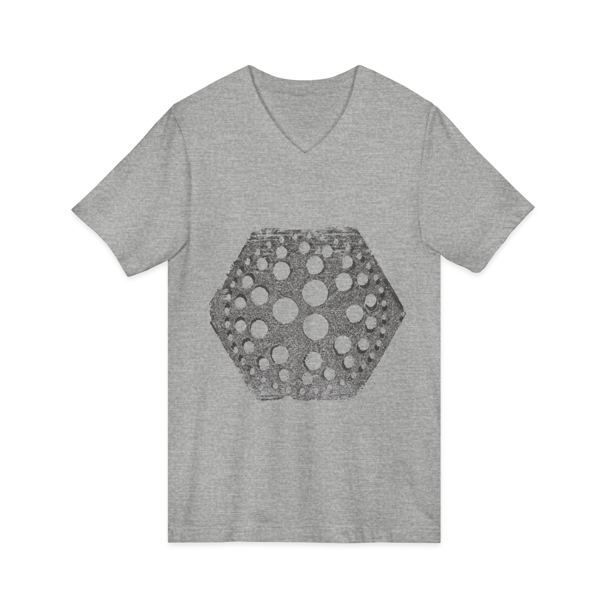 Hex Moon Graphic Tee Design Hex03 — T-shirt met V-hals en vintage astronomisch design, geïnspireerd op Space Cheese