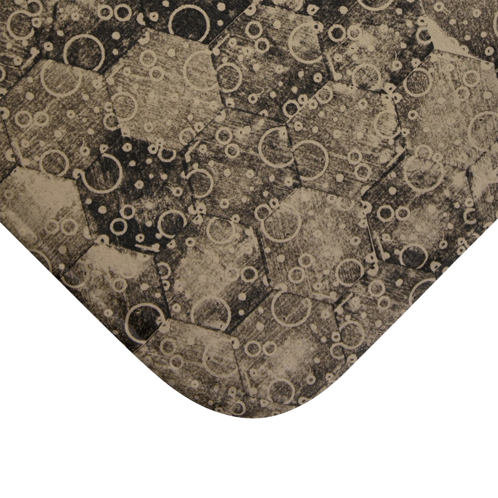 Hex Bubble Pattern Bath Mat — Retro Geometric Bathroom Rug