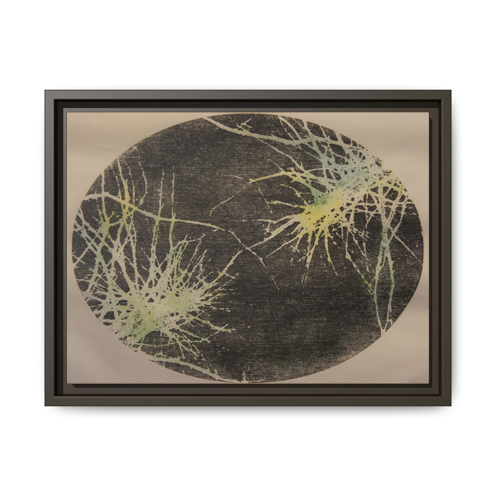 Framed Matte Canvas Art, no 22 — Twin Tree Wood-Carving Reproduction (Black, Casual Gold & Pale Oyster)