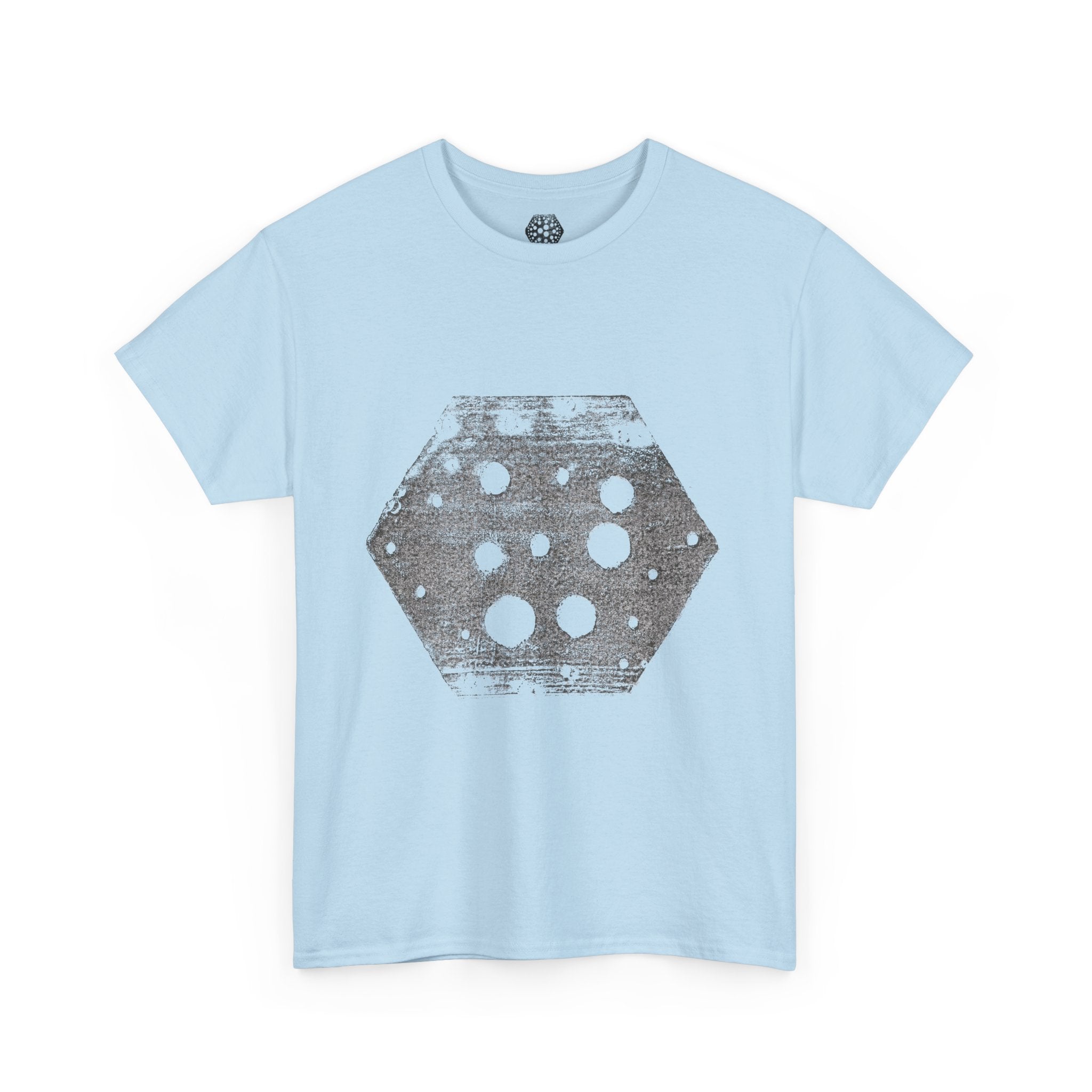 Hexagon Circles Graphic Tee — Digital Manual Print Art