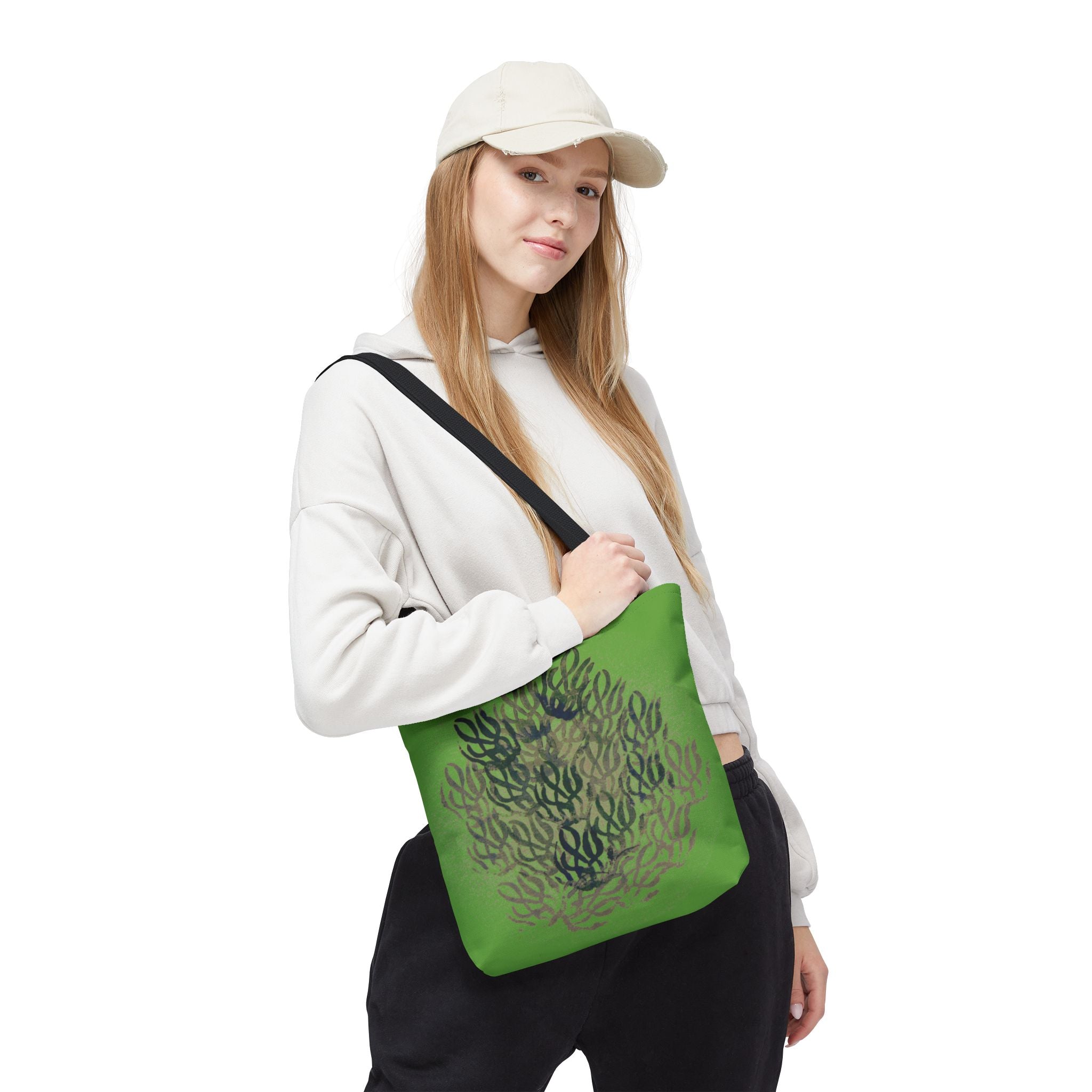 Green Abstract Coral Tote Bag – Ocean-Inspired All-Over Print Tote