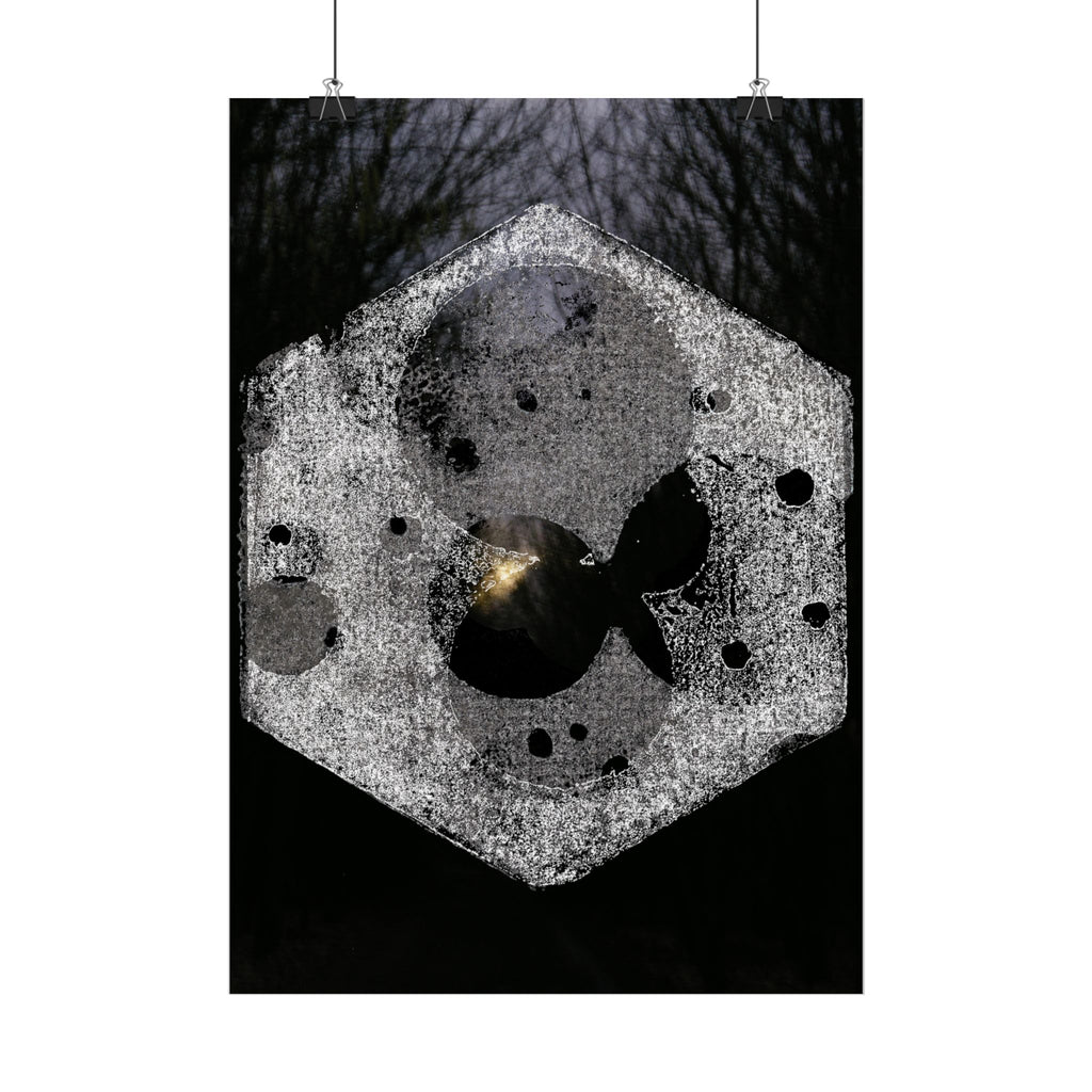 Verticale poster — Abstracte maan zeshoek kunst 