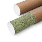 Matte horizontale poster met mosbegroeide maankrater — Botanisch groene maanwanddecoratie 