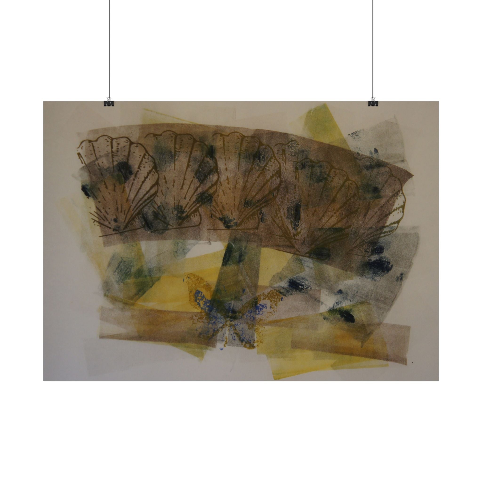 Abstracte botanische poster — Kunstprint met gelaagde vlindervleugels 