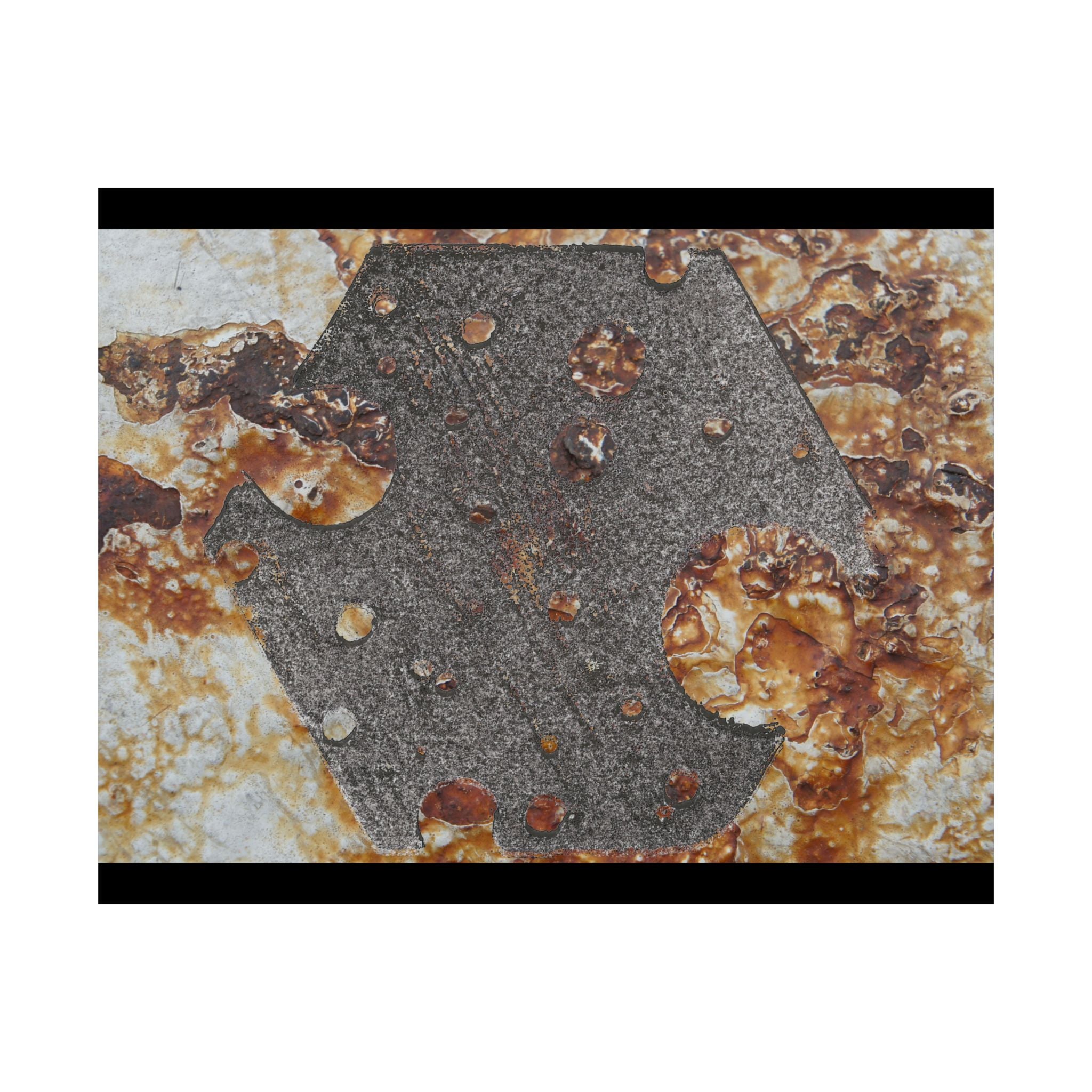 Abstracte poster met roesttextuur en matte afwerking — Industriële wanddecoratie (horizontaal) 