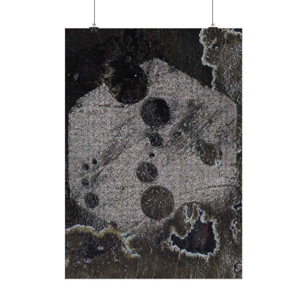 Abstract Grunge Moon Poster — Dark Textured Matte Vertical Wall Art