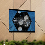 Abstract Blue Hexagon Poster — Matte Horizontal Wall Art
