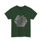 Hexagon Circles Graphic Tee — Digital Manual Print Art