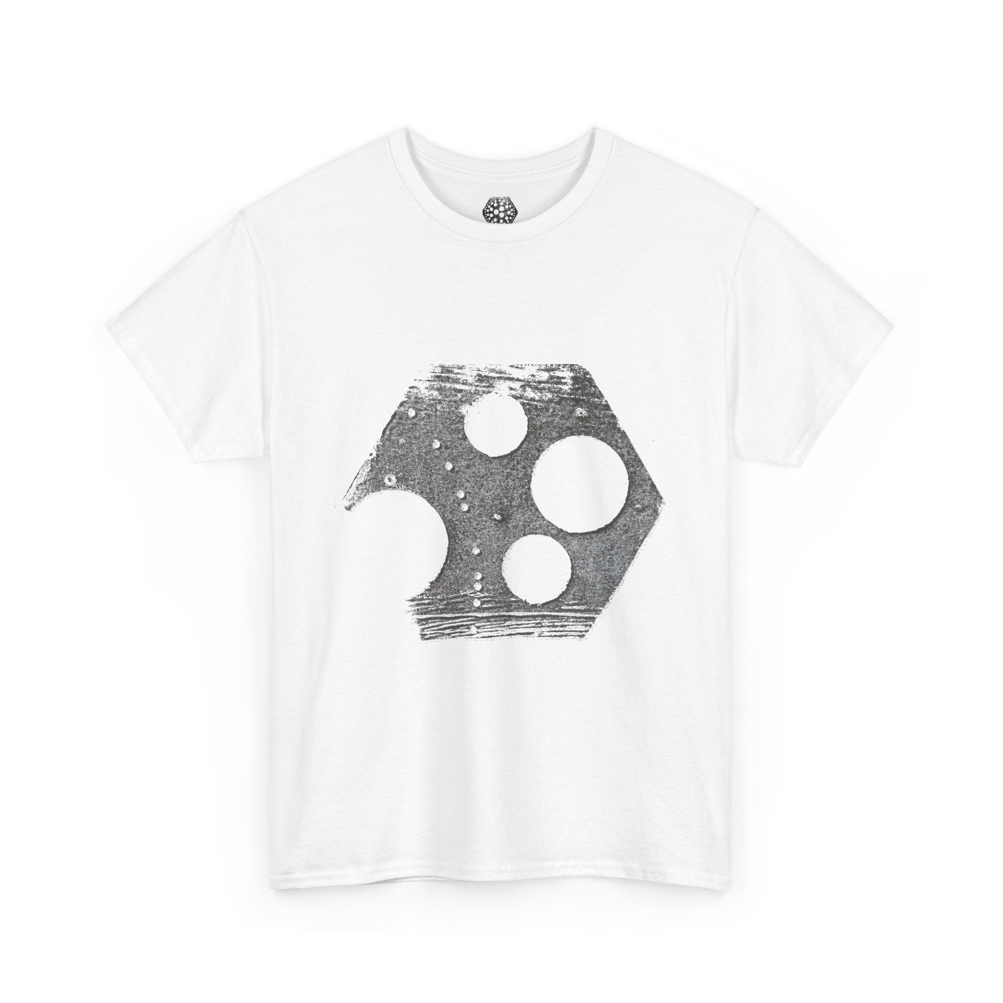 Hexagon Circles Graphic Tee — Digital Manual Print Art