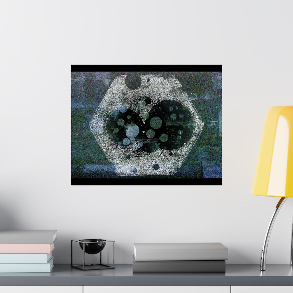 Abstract Hexagon Galaxy Matte Poster — Blue Green Modern Wall Art