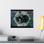 Abstract Hexagon Galaxy Matte Poster — Blue Green Modern Wall Art
