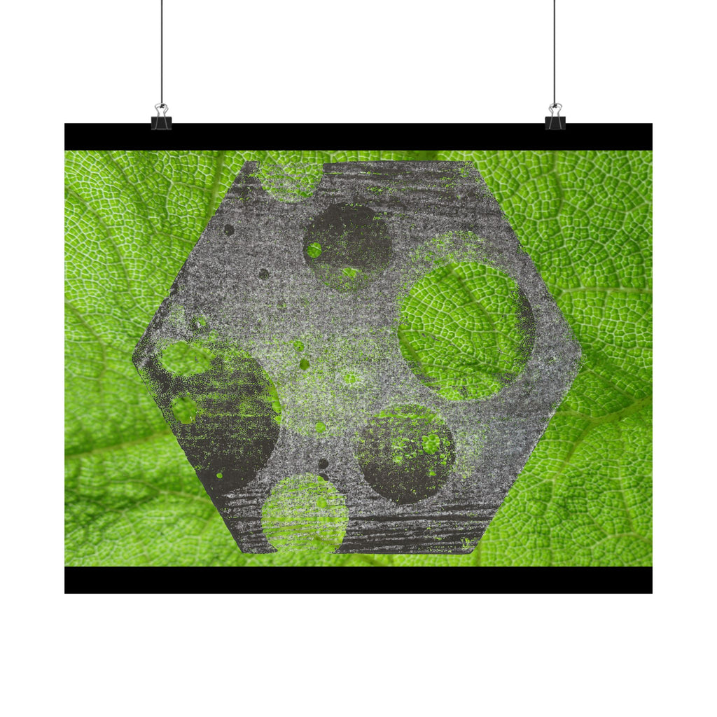 Abstract Green Hexagon Matte Poster — Modern Geometric Wall Art
