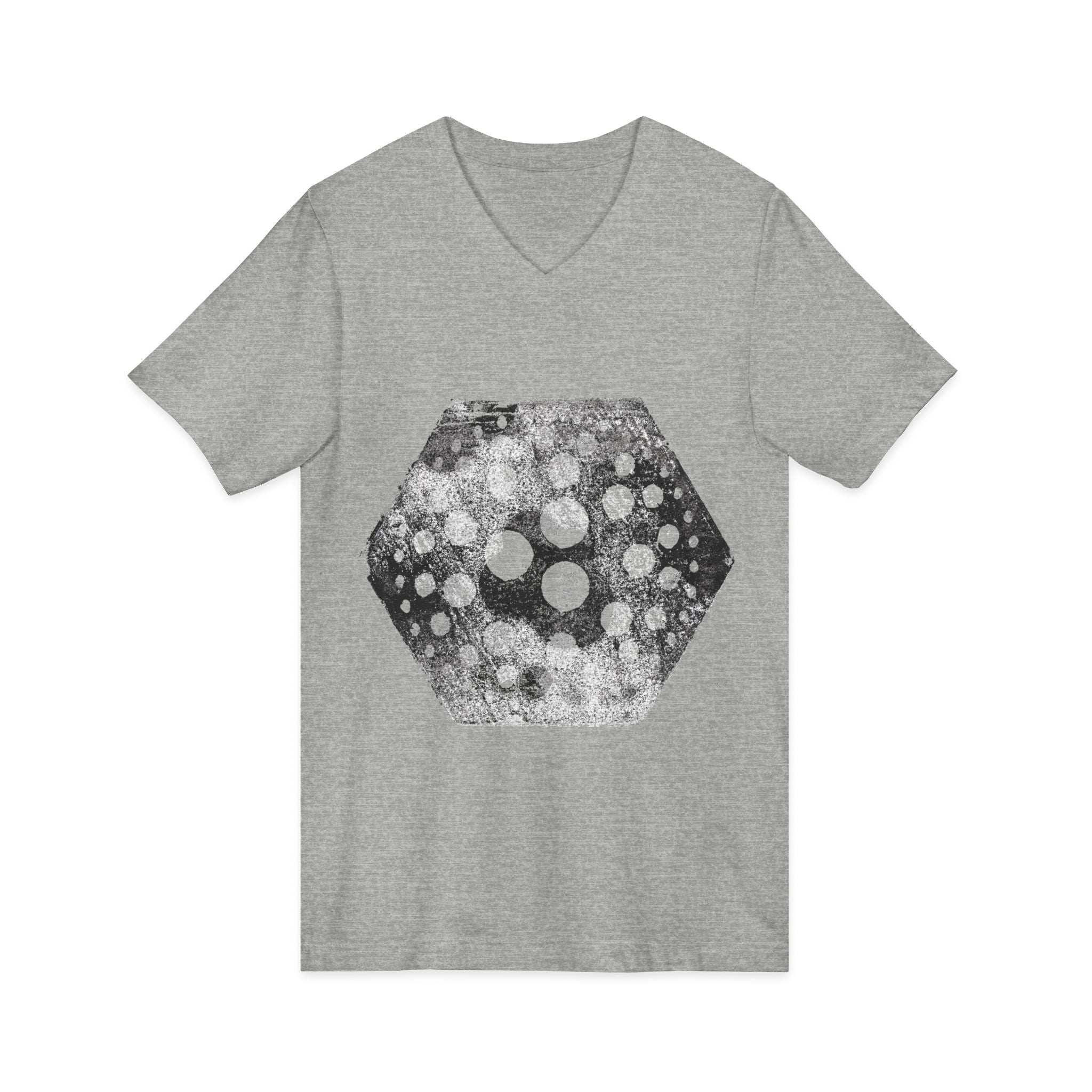 Hex Moon Graphic V-hals T-shirt Design Hex16 — Verweerde Space Cheese Vintage Astronomie V-hals T-shirt 
