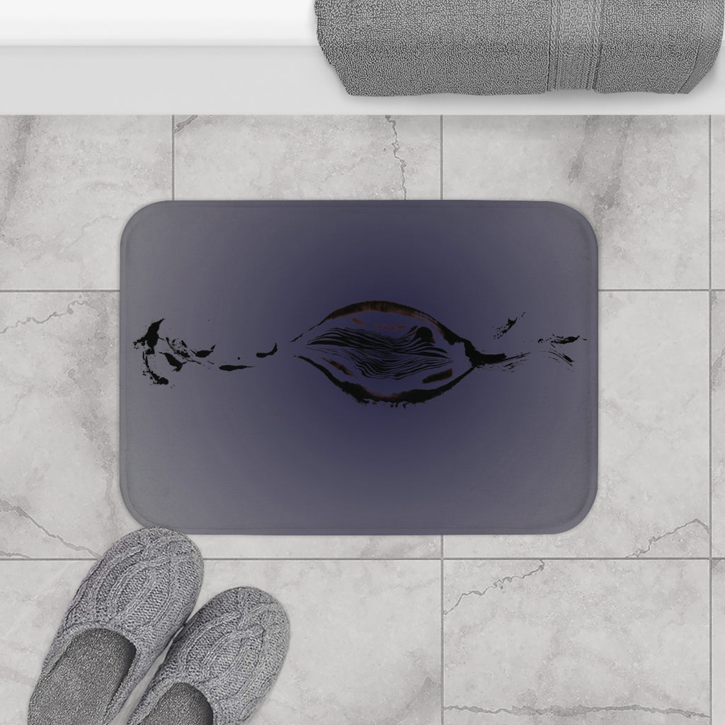 Dark Oceanic Wave Bath Mat — Minimal Nautical Seabed Design