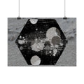 Horizontal Poster — Grunge Hexagon Moonprint (Black & Gray Abstract)