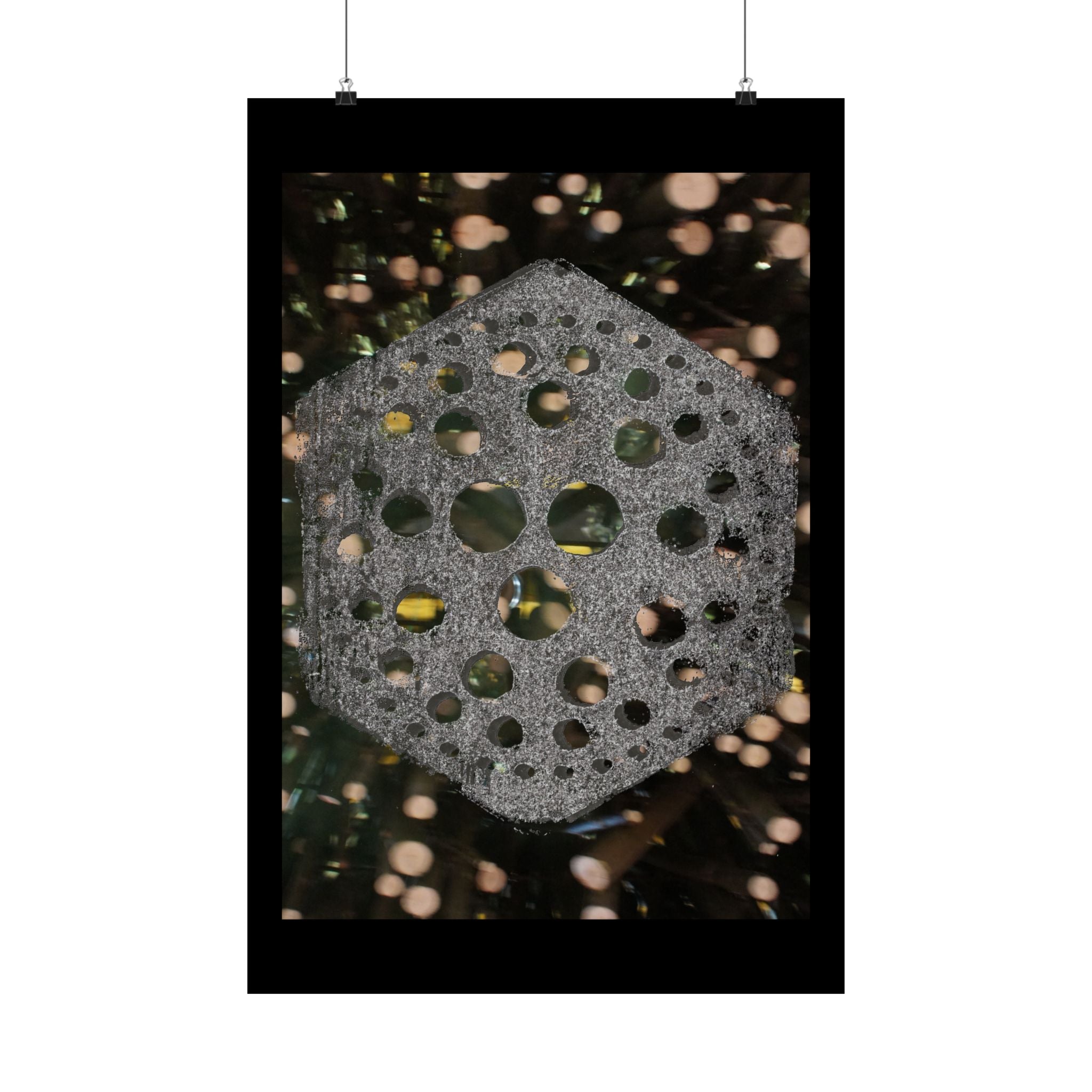 Hexagonal Orb Abstract Matte Vertical Poster | Geometric Space Art