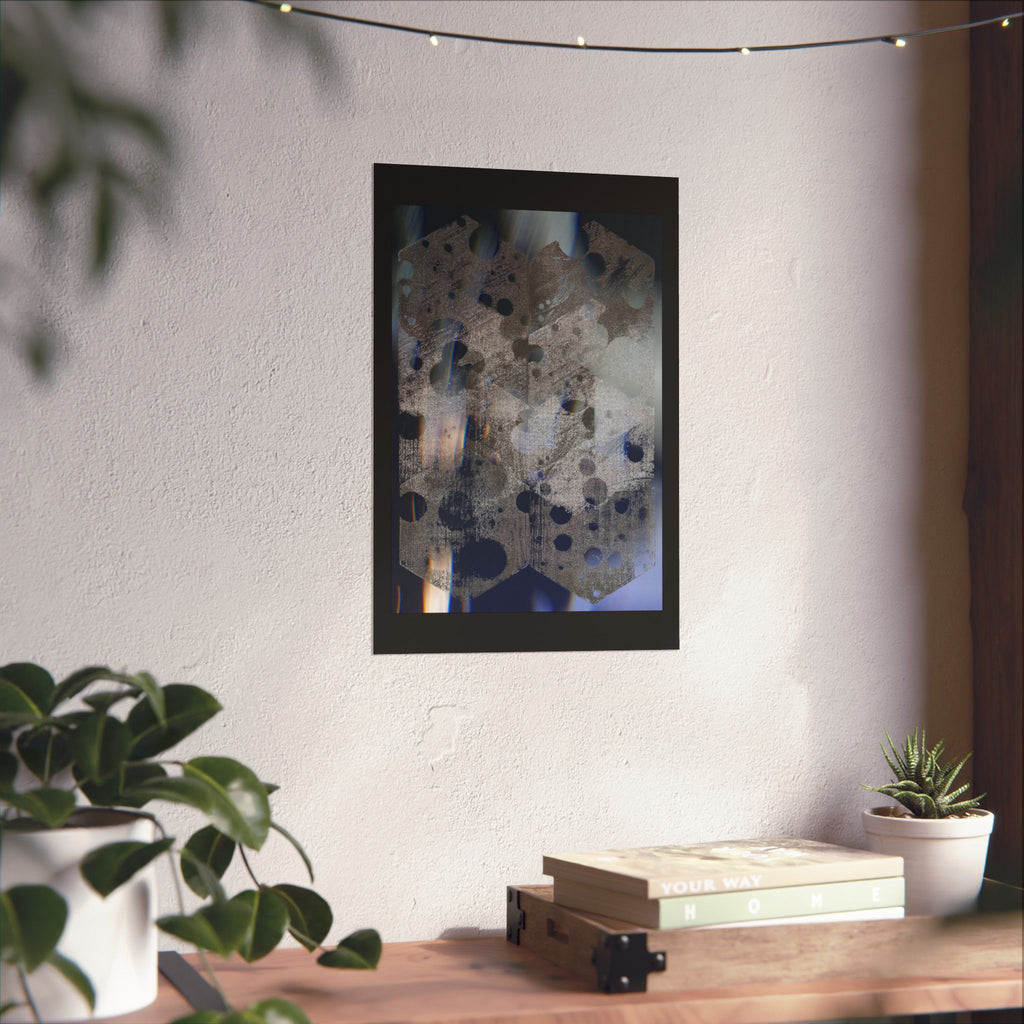 Abstract Geometric Matte Poster — Blue Hexagon Pattern Art Print