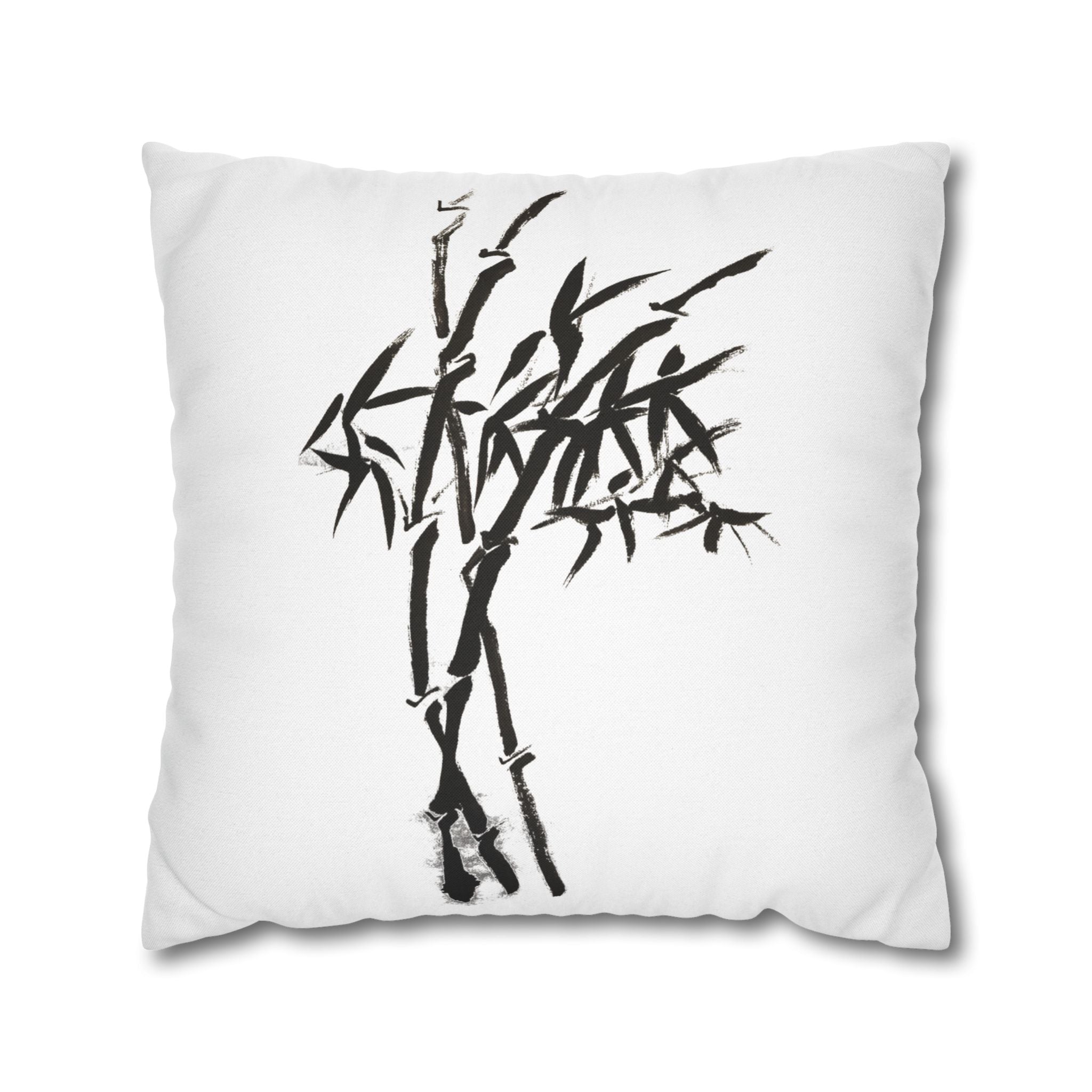 Bamboo Ink Sumi‑Style Square Pillowcase