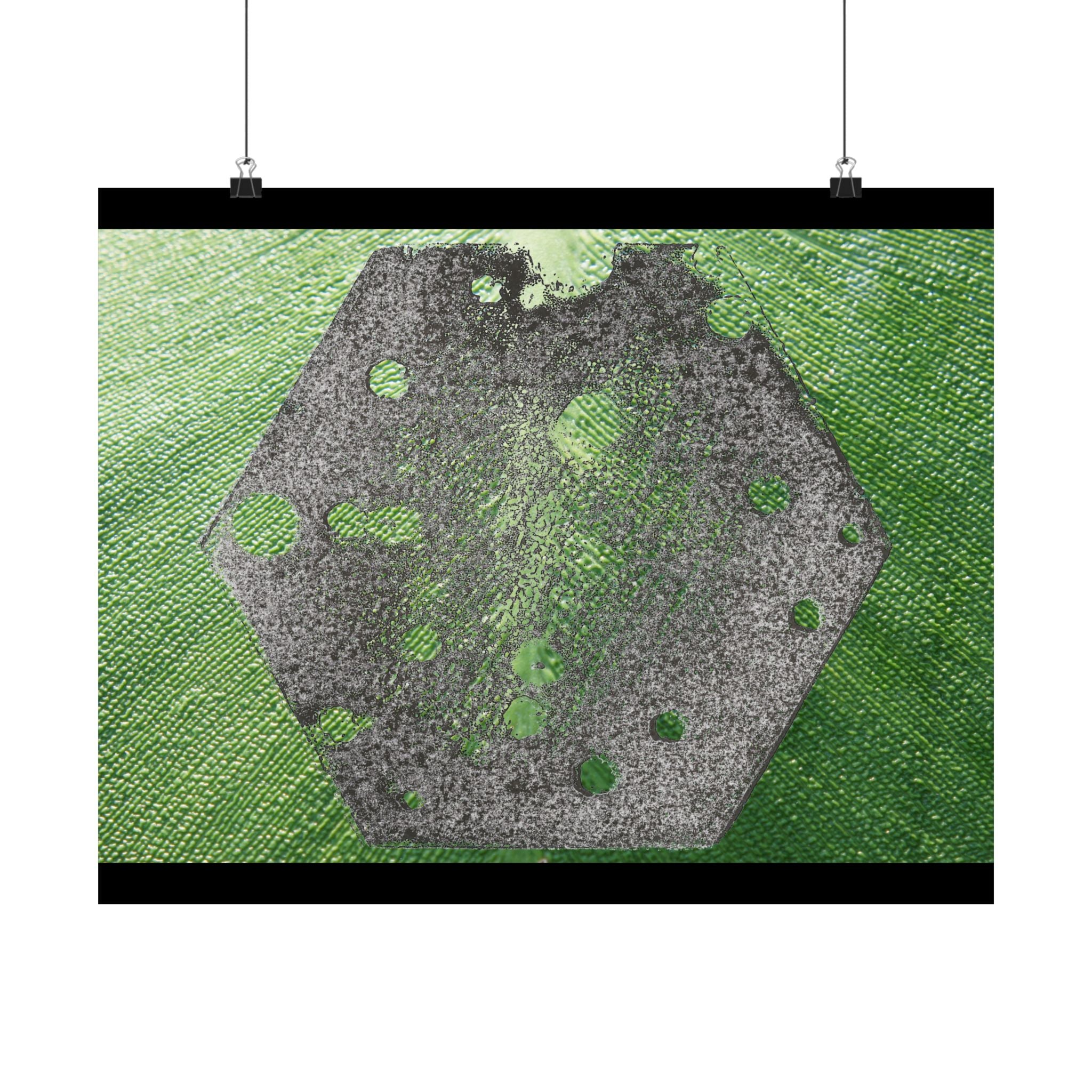 Green Hexagon Abstract Matte Horizontal Poster | Geometric Abstract Art