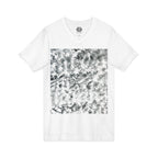 Abstract Black & White Tie-Dye V-Neck Tee — Minimalist Art Square Design