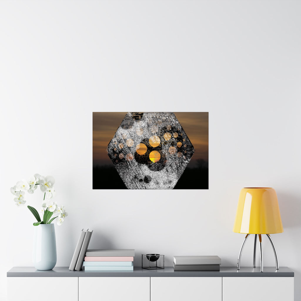 Abstract Hexagon Sunset Matte Horizontal Poster