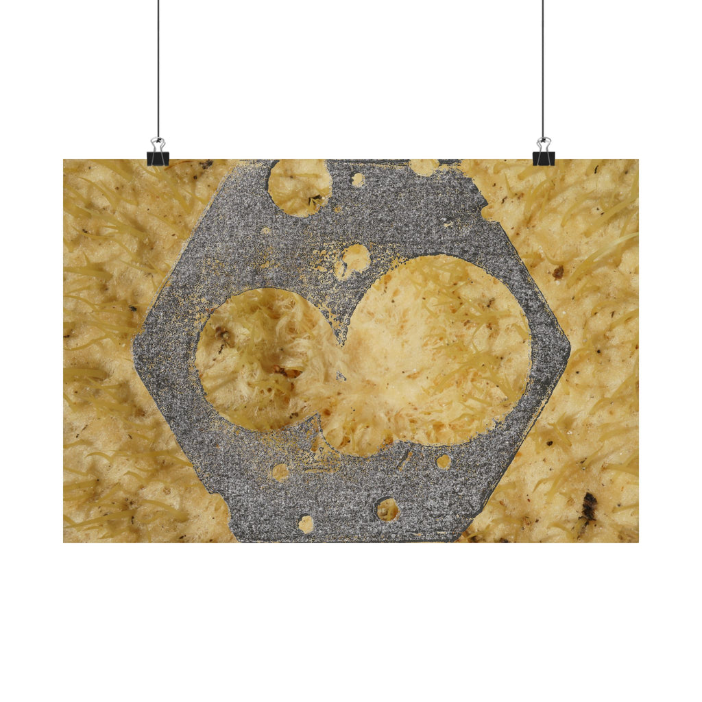 Zeskantmoer Macro Poster | Industriële textuur Matte Horizontale Poster 