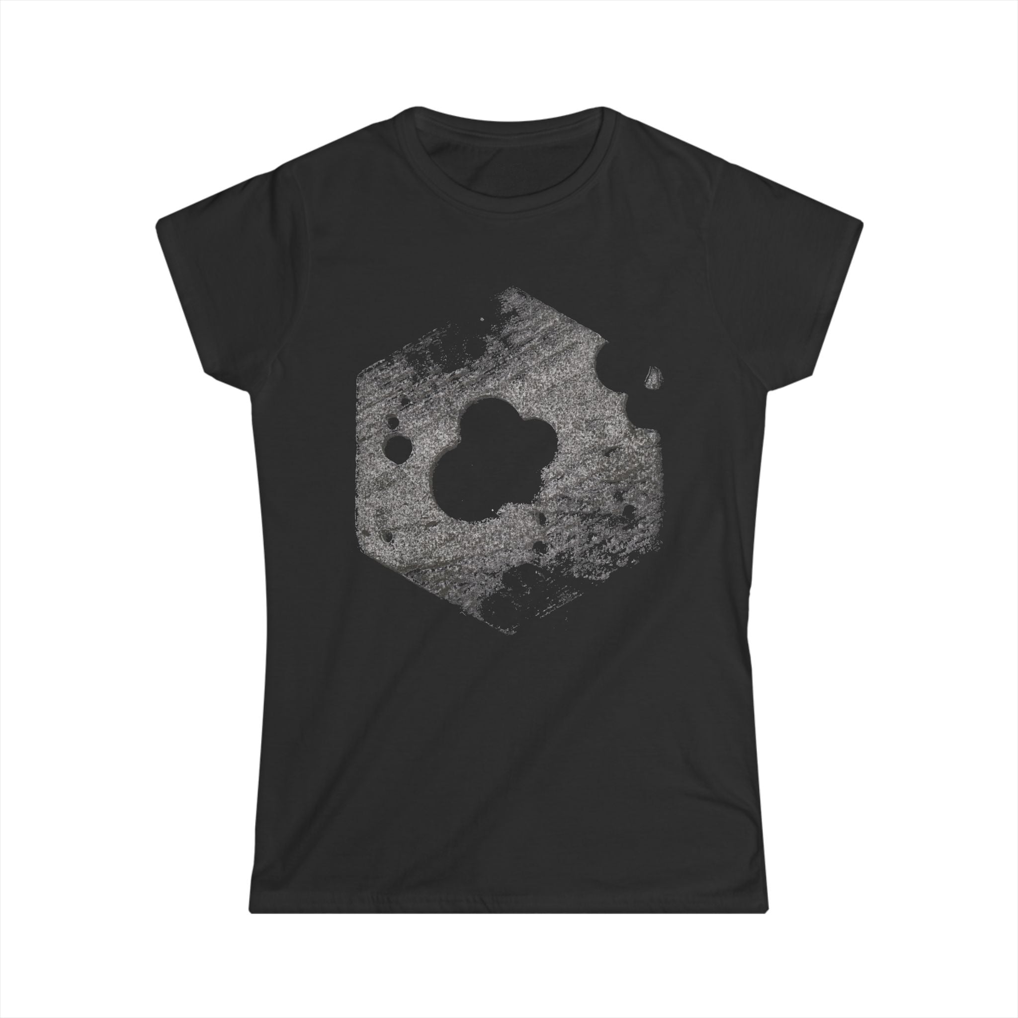 Dames T-shirt — T-shirt met verweerde zeshoekige maanprint 