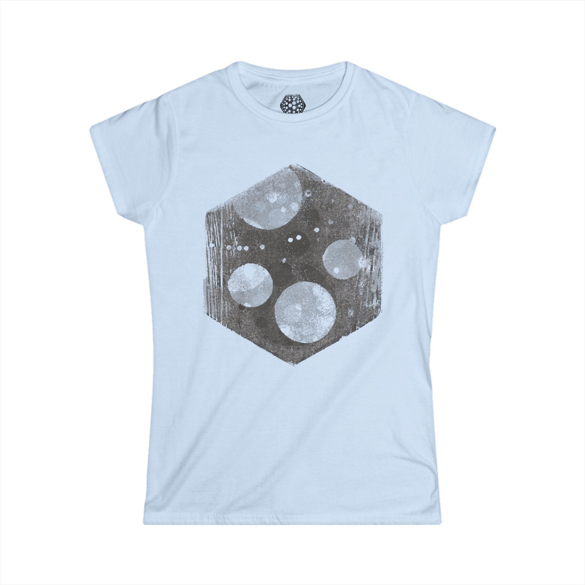 Damesshirt — Vintage ruimte zeshoekige maanprint 