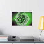 Abstract Neon Green Hexagon Matte Poster — Geometric Sci‑Fi Wall Art