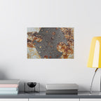Abstracte poster met roesttextuur en matte afwerking — Industriële wanddecoratie (horizontaal) 