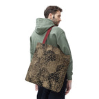 Vintage Hexagon Pattern Tote Bag – Sepia Geometric All-Over Print