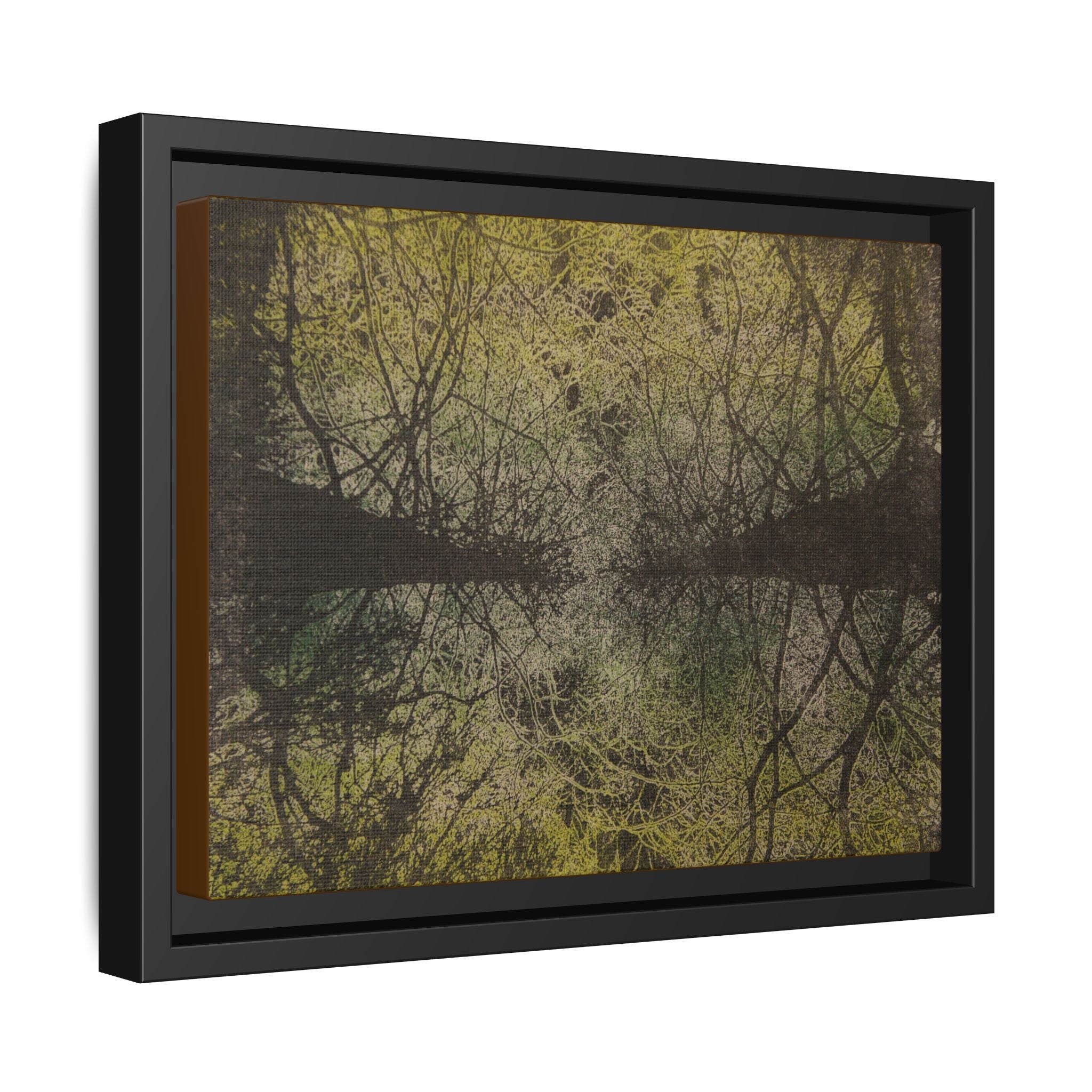 Framed Matte Canvas Art, no 28 — Twin Tree Wood-Carving Reproduction (Black, Modern Gray & Husk)
