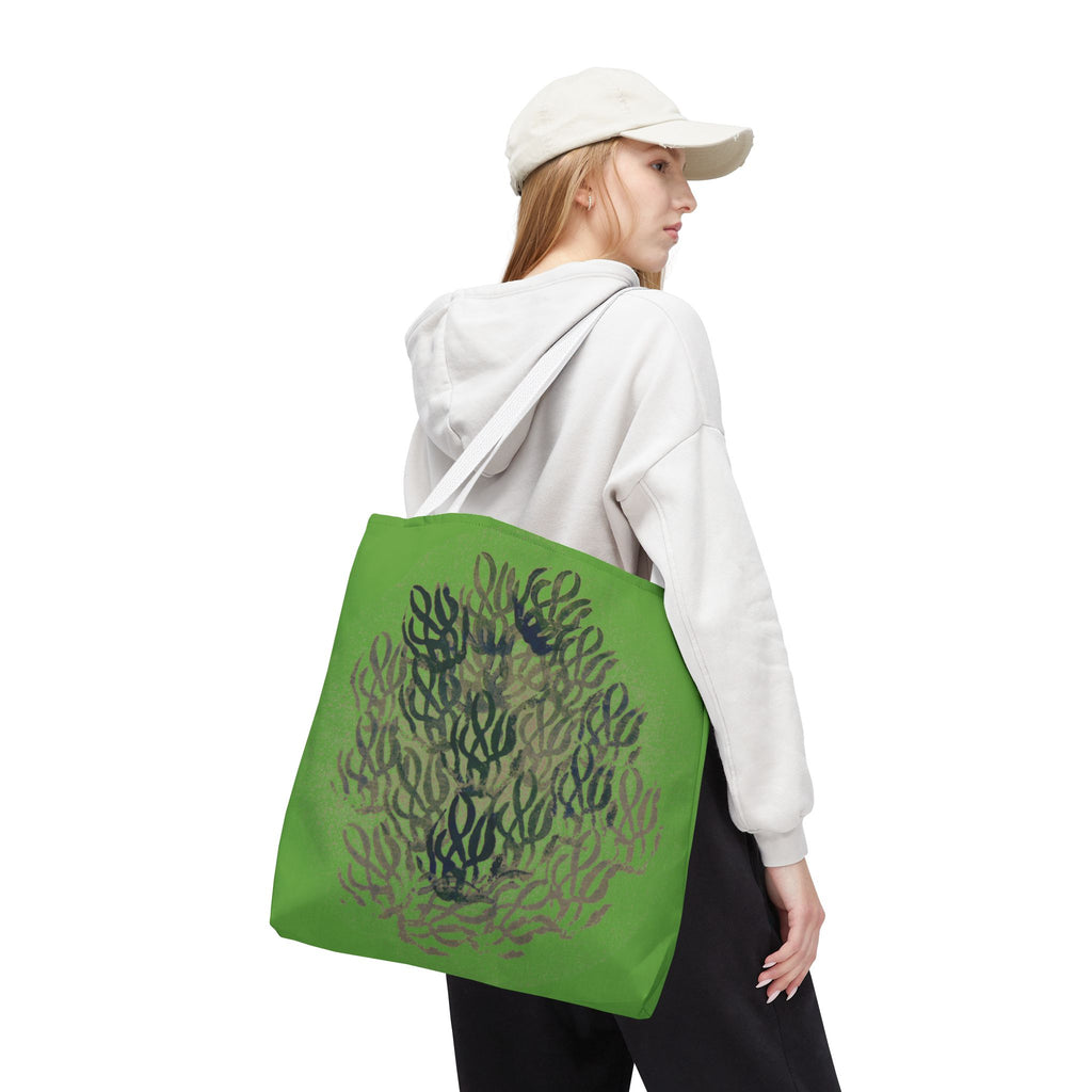 Green Abstract Coral Tote Bag – Ocean-Inspired All-Over Print Tote