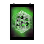 Green Hexagon Abstract Poster — Neon Geometric Art Matte Vertical Print