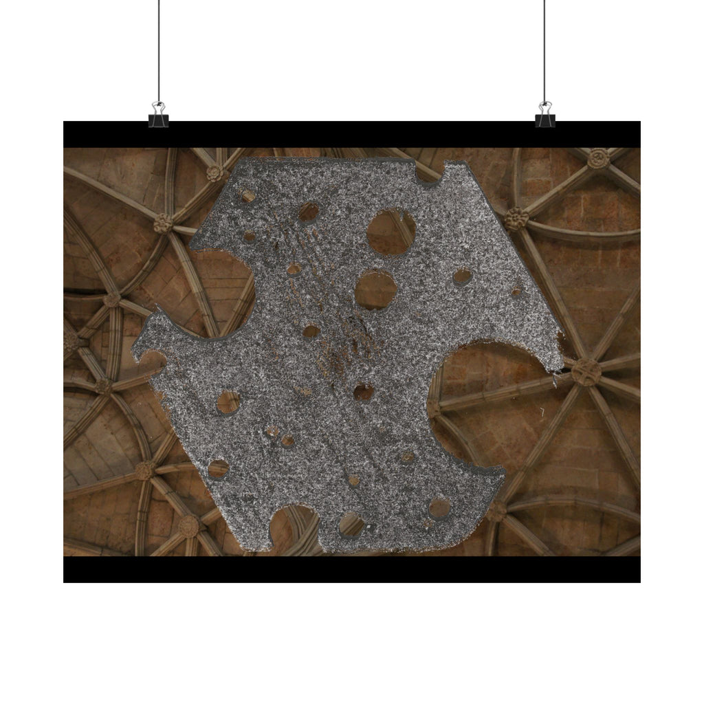 Matte horizontale poster — Horizontale kunst met metalen textuur van een kathedraalplafond 
