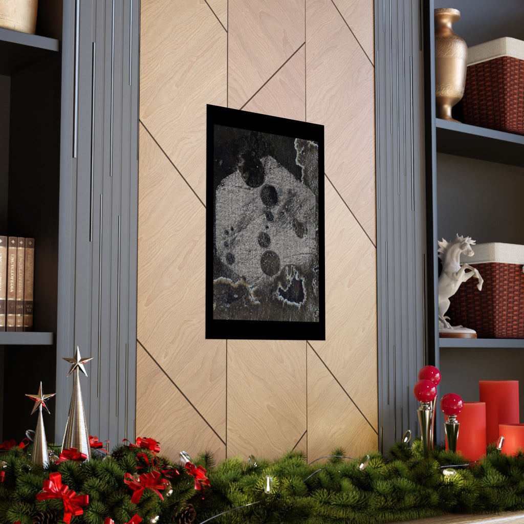 Abstract Grunge Moon Poster — Dark Textured Matte Vertical Wall Art