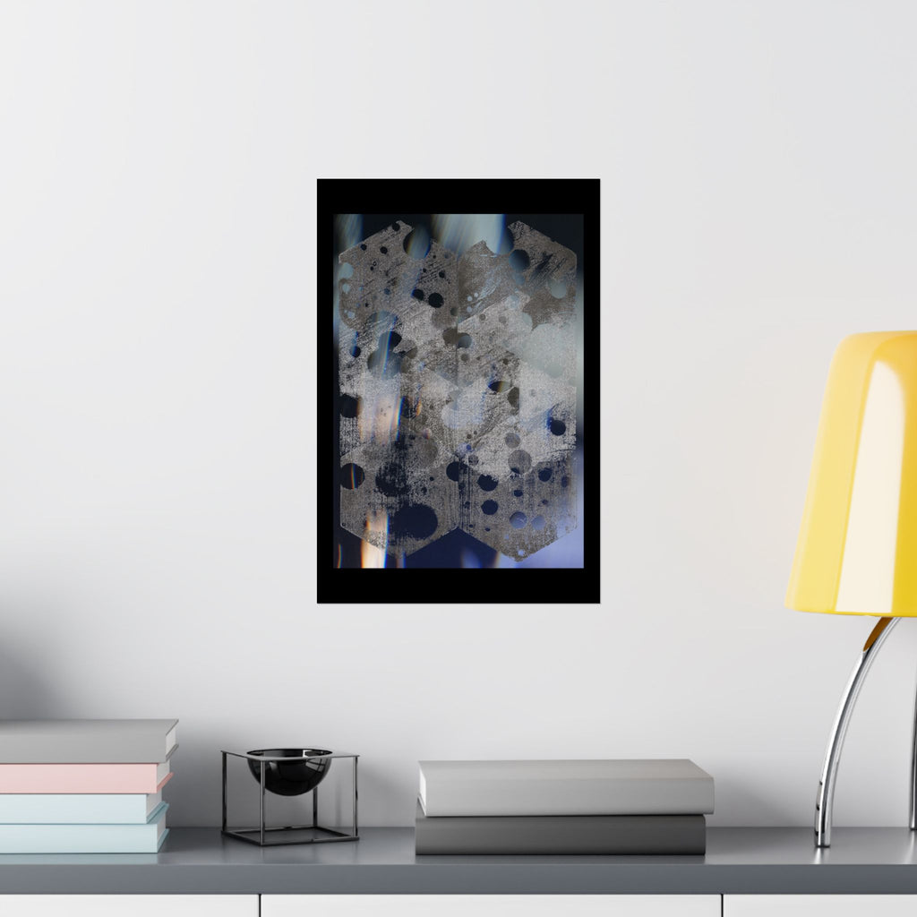 Abstract Geometric Matte Poster — Blue Hexagon Pattern Art Print