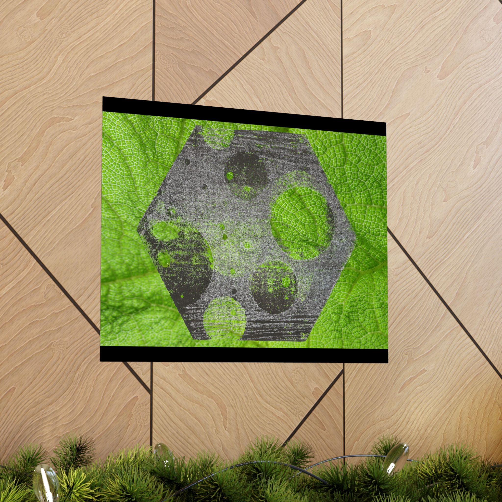 Abstract Green Hexagon Matte Poster — Modern Geometric Wall Art